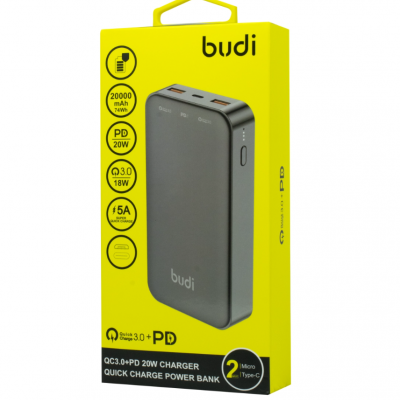 PB083B - Budi Quick Charge Power Bank 2 USB, 18W, 20000 mAh