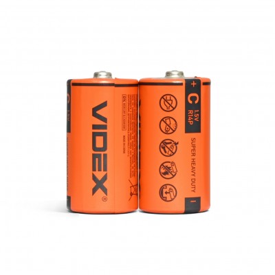 Батарейка сольова Videx R14P/C 2шт SHRINK