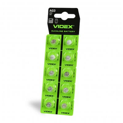Батарейка годинникова Videx AG 3/LR41 BLISTER CARD 10 шт