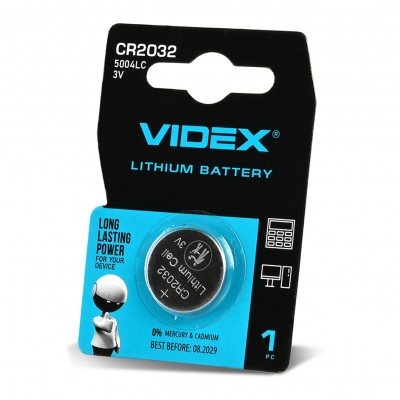 Батарейка літієва Videx CR2032 1шт BLISTER CARD