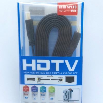 Кабель HDMI-HDMI плоский 3м (блістер)