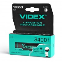 Акумулятор Videx літій-іонний 18650-P (захист) 3400mAh color box/1шт