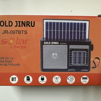 Радіоприймач зі знімним акб 18650 і microUSB JR-097BTS (сонячна панель)