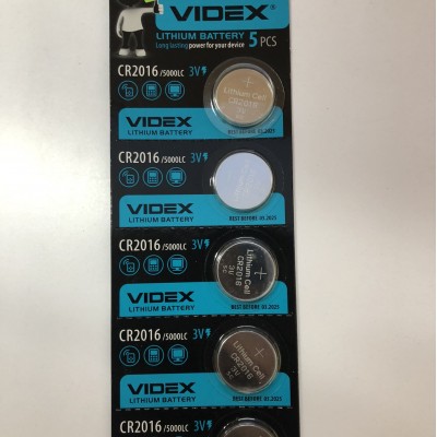 Батарейка літієва VIDEX 3V CR2016/5000LC (5шт/100шт/1600шт)