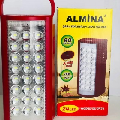 Ліхтар переносний Almina DL-2424 світлодіодний з повербанком 24 LED, ЗП 220 V, USB-зарядний пристрій