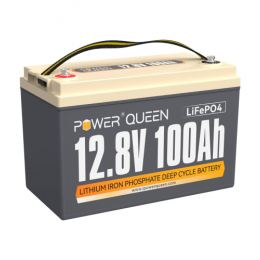 Акумуляторна батарея LiFePO4 Power Queen 12V 100Ah H190, 1280Wh, BMS 100A, 385*177*188мм/вага 10кг