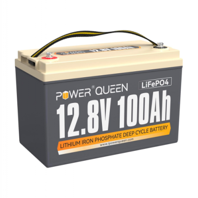 Акумуляторна батарея LiFePO4 Power Queen 12V 100Ah H190, 1280Wh, BMS 100A, 385*177*188мм/ вес10кг