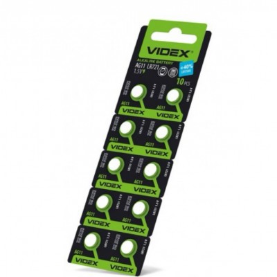 Батарейка часов Videx AG11/LR721 BLISTER CARD 10 pcs (100/1600)