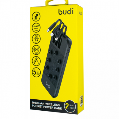 M8J098 - Budi Wireless Pocket Power Bank 10000mAh