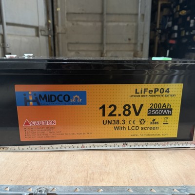 Аккумулятор LiFePO4 HAMIDCO Solar 12.8V 200Ah (2560Wh) с LCD-дисплеем Аккумулятор LiFePO4 HAMIDCO Solar 12.8V 200Ah (2560Wh) с LCD-дисплеем