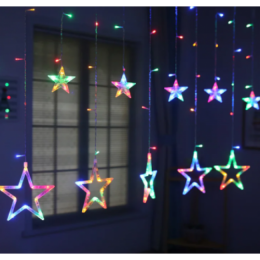 Xmas гірлянда STAR CURTAIN 12M MULTI Зірки Мультикольорові 3M*80CM*50CM