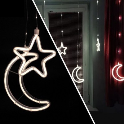 Xmas гірлянда Copper curtain ball lamp 9WW-1 Теплий білий Місяць 5 Зірка 4 3M*0.7M (ТІЛЬКИ ЯЩИКОМ!)