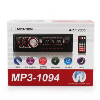 Автомагнітола MP3 1094 BT знімна панель ISO cable