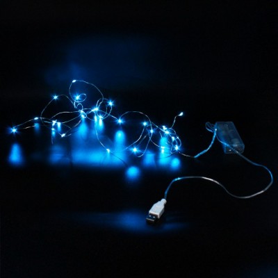 Xmas гірлянд 30 Led 3M (Copper) на медному дроті (Крапля роси) B BLUE на батарейках+USB