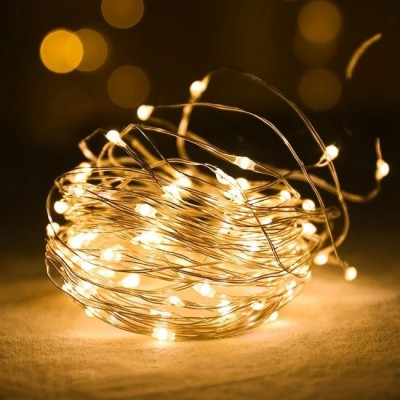 Xmas гірлянд 50 Led 5M (Copper) на мідному дроті (Крапля роси) WW WARM W працює від батарейок+USB