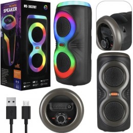 колонка міні-валіза від мережі та від аккумулятора з USB, SD, FM, AUX, Bluetooth, світломузикою та ручкою 40см*17.5см*17.5см, 10ват*2, MS-3637BT