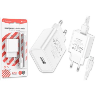 МЗП BOROFONE 2в1 BA74A micro (1USB/2.1A) /60