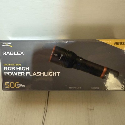 Потужний ручний алюмінієвий ліхтар RGB Rablex RB 925