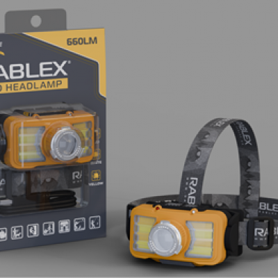 Ліхтар налобний Rablex RB955 Жовтий, Біле світло, Датчик руху