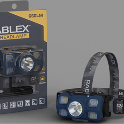 Ліхтар налобний Rablex RB963 Жовтий, Біле світло, Датчик руху