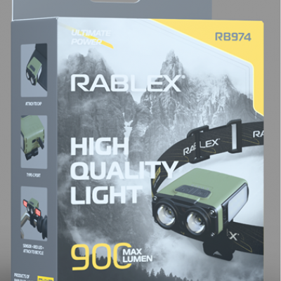 Налобний світлодіодний ліхтар Rablex RB974 з білим та червоним світлом, зарядка Type-C