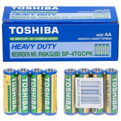 Батарейка сольова Toshiba R6, у спайці 4шт (тільки упаковкою 40шт)
