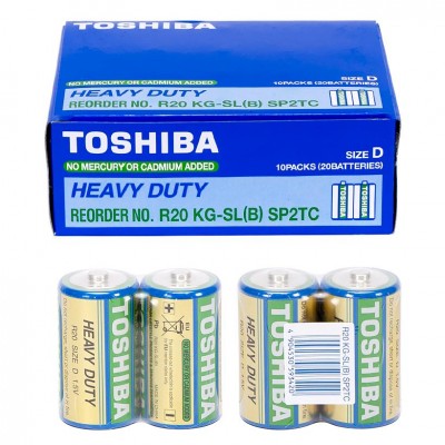 Батарейка сольова Toshiba R20, у спайці 2шт (тільки упаковкою 20шт)
