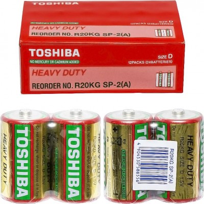 Батарейка сольова Toshiba R20 Heavy Duty, у спайці 2шт (тільки упаковкою 20шт)