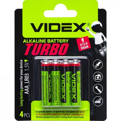 Батарейка Alcaline Videx LR03/AAA Turbo (тільки упаковкою 40шт)