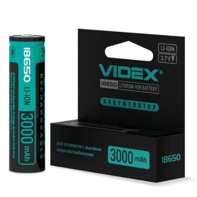 акумулятор VIDEX Li-ION із захистом від перегріву 18650 3000mAh 3.7V (1шт/20шт/160шт)