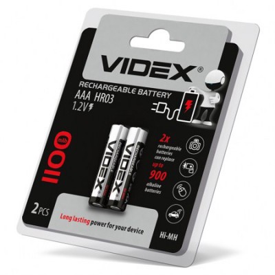 Акумулятори Videx HR03/AAA 1100mAh double blister/2pcs 20/200