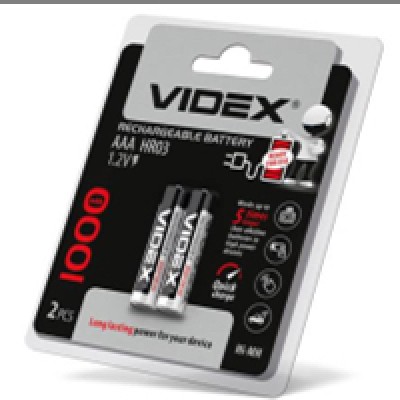 Аккумуляторы Videx - Rechargeable Battery AAA HR03 Ni-MH 1100mAh 1.2V 2/20/200шт
