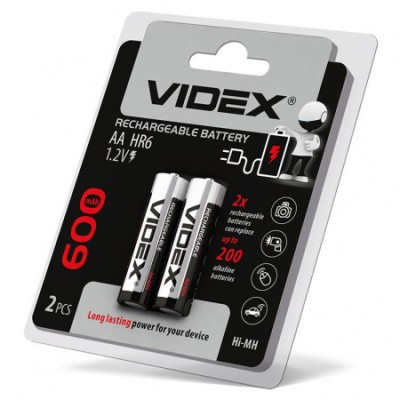 Акумулятори Videx HR6/AA 600mAh double blister/2pcs 20/200