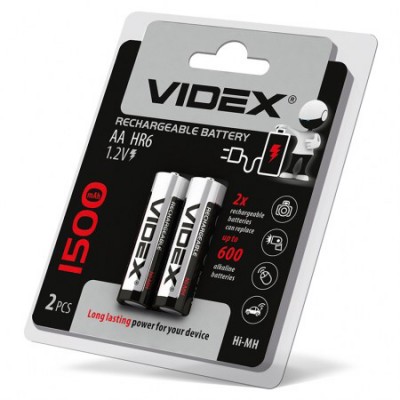 Акумулятори Videx HR6/AA 1500mAh double blister/2pcs 20/200