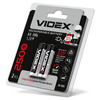 Акумулятори Videx HR6/AA 2500mAh double blister/2pcs 20/200