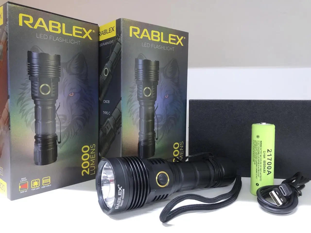 Потужний ручний ліхтар RABLEX RB 920 з червоним світлом, 2000 LUMENS Потужний ручний ліхтар RABLEX RB 920 з червоним світлом, 2000 LUMENS