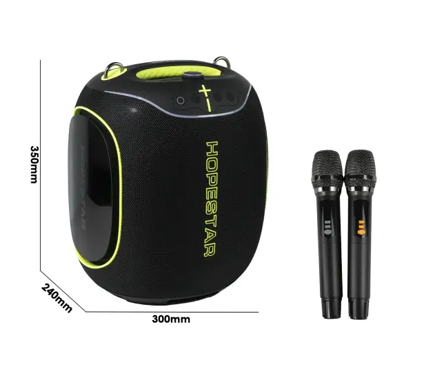 Bluetooth колонка HOPESTAR Party Box 600 300W с RGB подсветкой и с двумя беспроводными микрофонами Черный Bluetooth колонка HOPESTAR Party Box 600 300W с RGB подсветкой и с двумя беспроводными микрофонами Черный